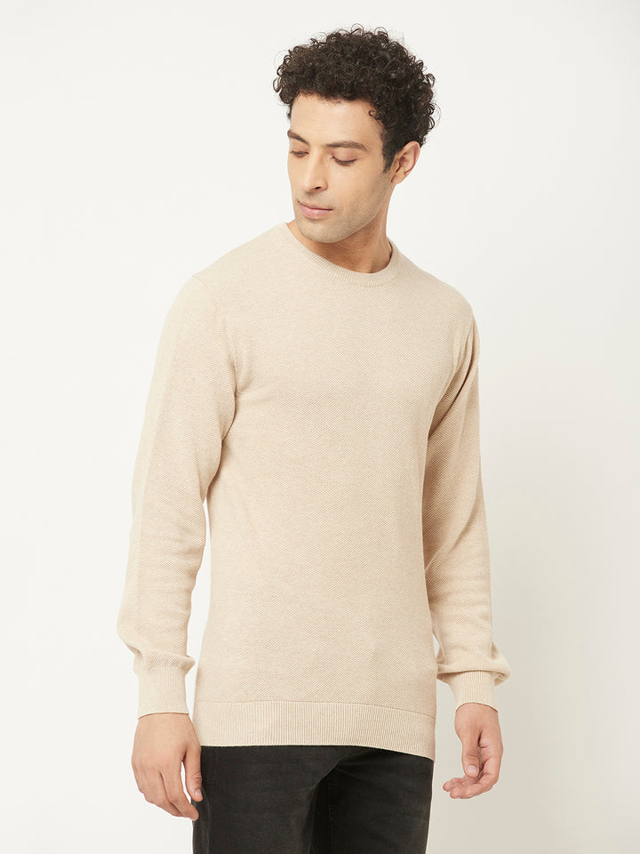 Beige Sweater in Pure Cotton-Men Sweaters-Crimsoune Club