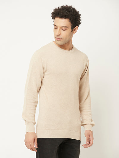Beige Sweater in Pure Cotton-Men Sweaters-Crimsoune Club