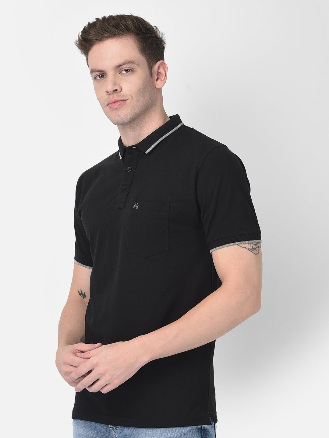 Black Polo T-Shirt-Men T-Shirts-Crimsoune Club