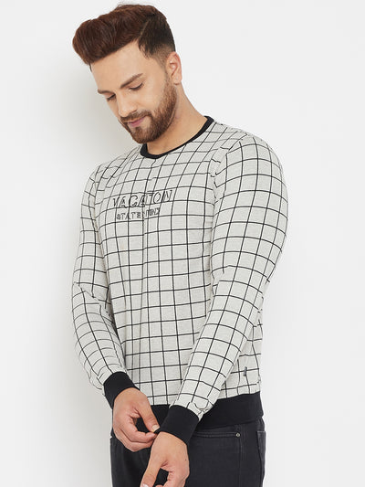 Grey Checked Sweatshirt - Men Sweatshirts