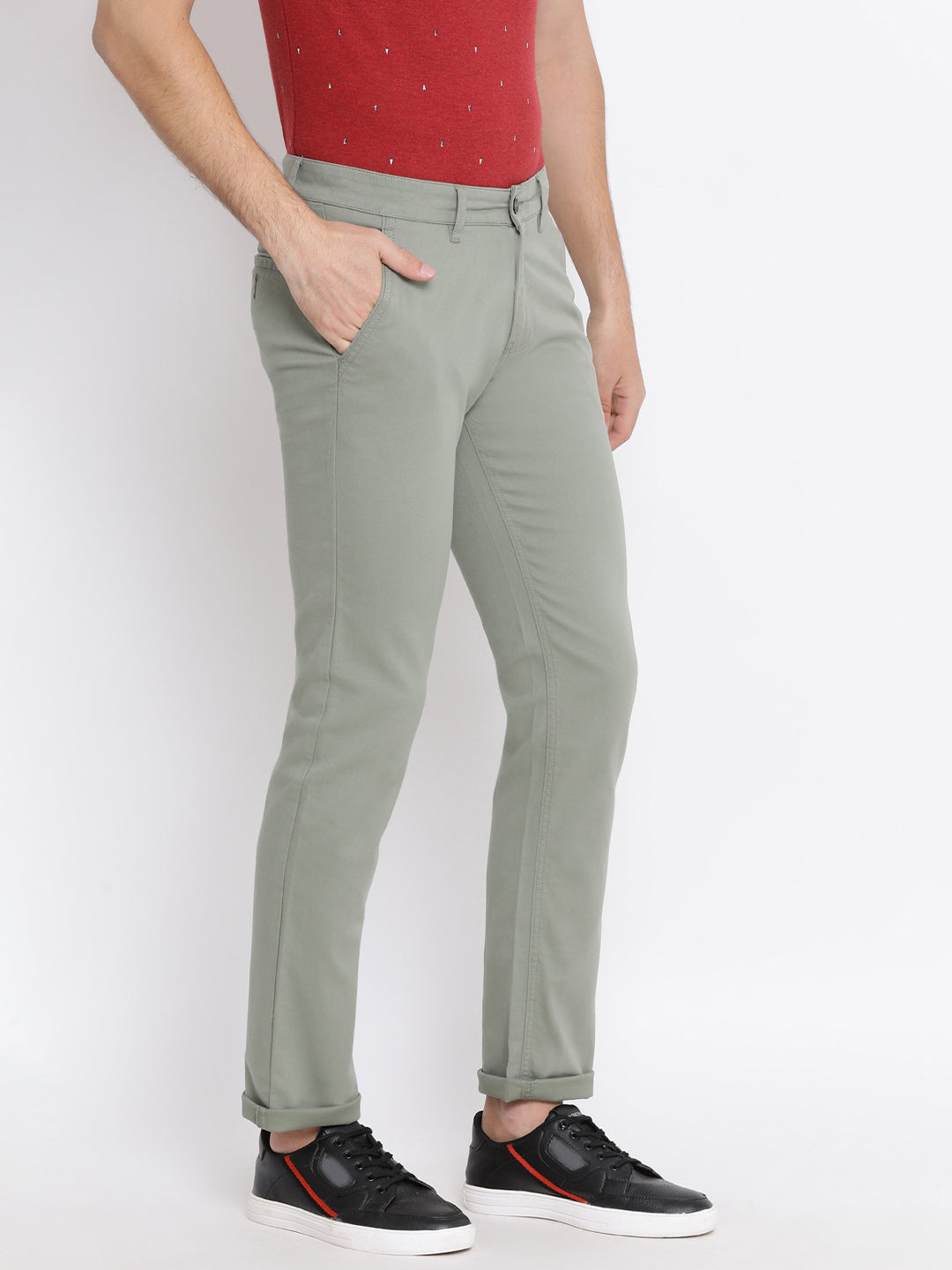 Grey Slim Fit Trousers - Men Trousers