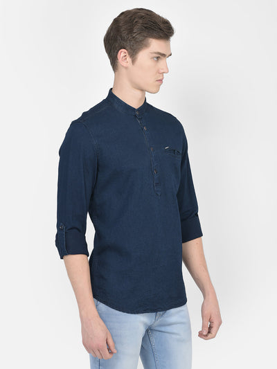 Shirt-Style Denim Kurta