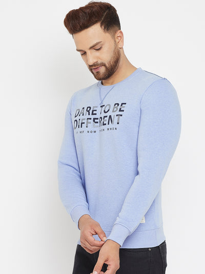 Blue Printed Sweatshirt - Men Sweatshirts