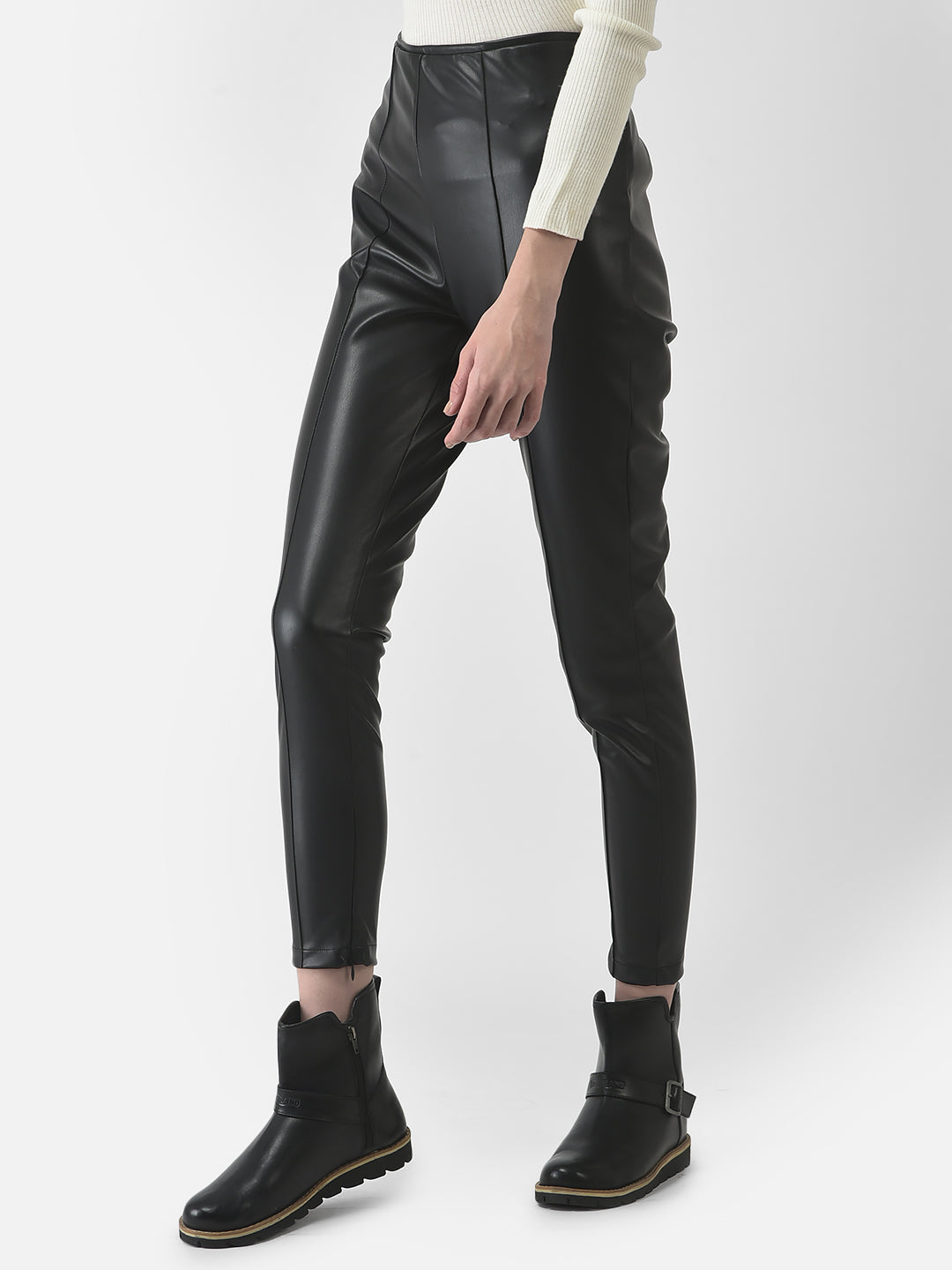  Cropped Faux Leather Pants