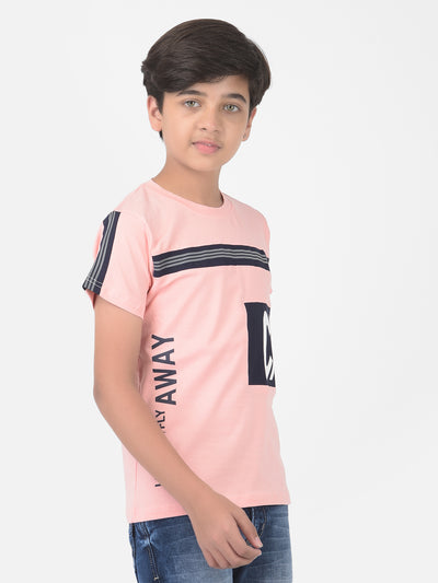 Pink Printed Round Neck T-shirt - Boys T-Shirts