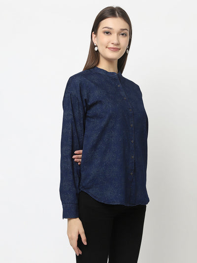 Denim Shirt with Floral Print