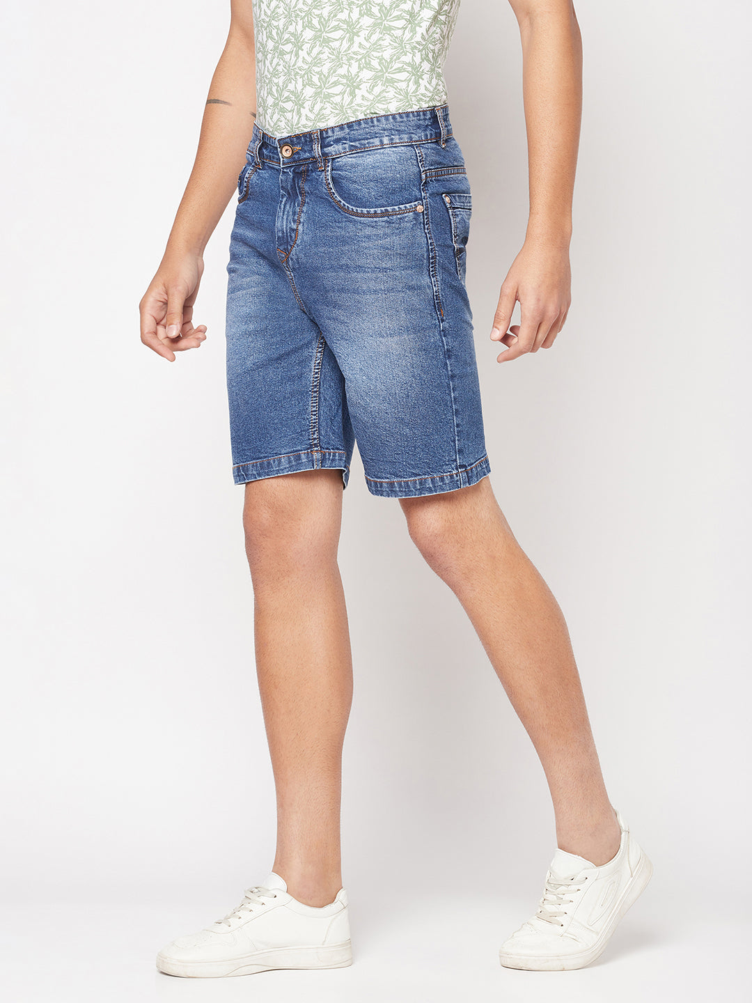 Light-Wash Denim Shorts