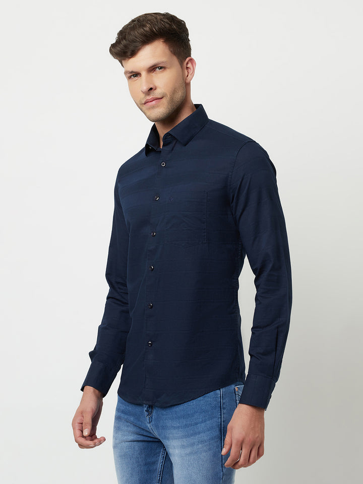 Navy Blue Striped Shirt-Men Shirts-Crimsoune Club