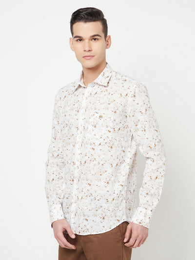 White Printed Linen Shirt - Men Shirts