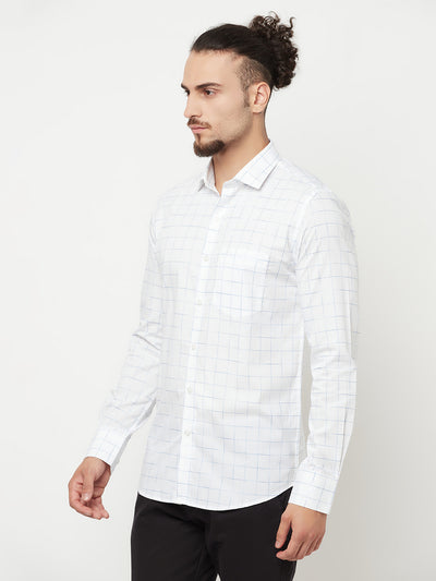 White Checked Casual Shirt - Men Shirts
