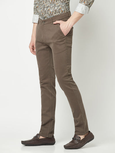  Brown Houndstooth Checked Trousers