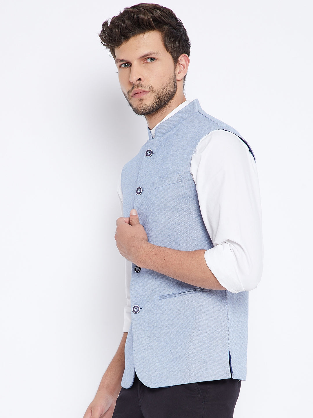 Light Blue Waistcoat - Men Waist Coat