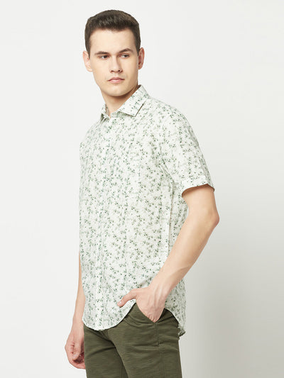  Short-Sleeved Sea Green Floral Shirt