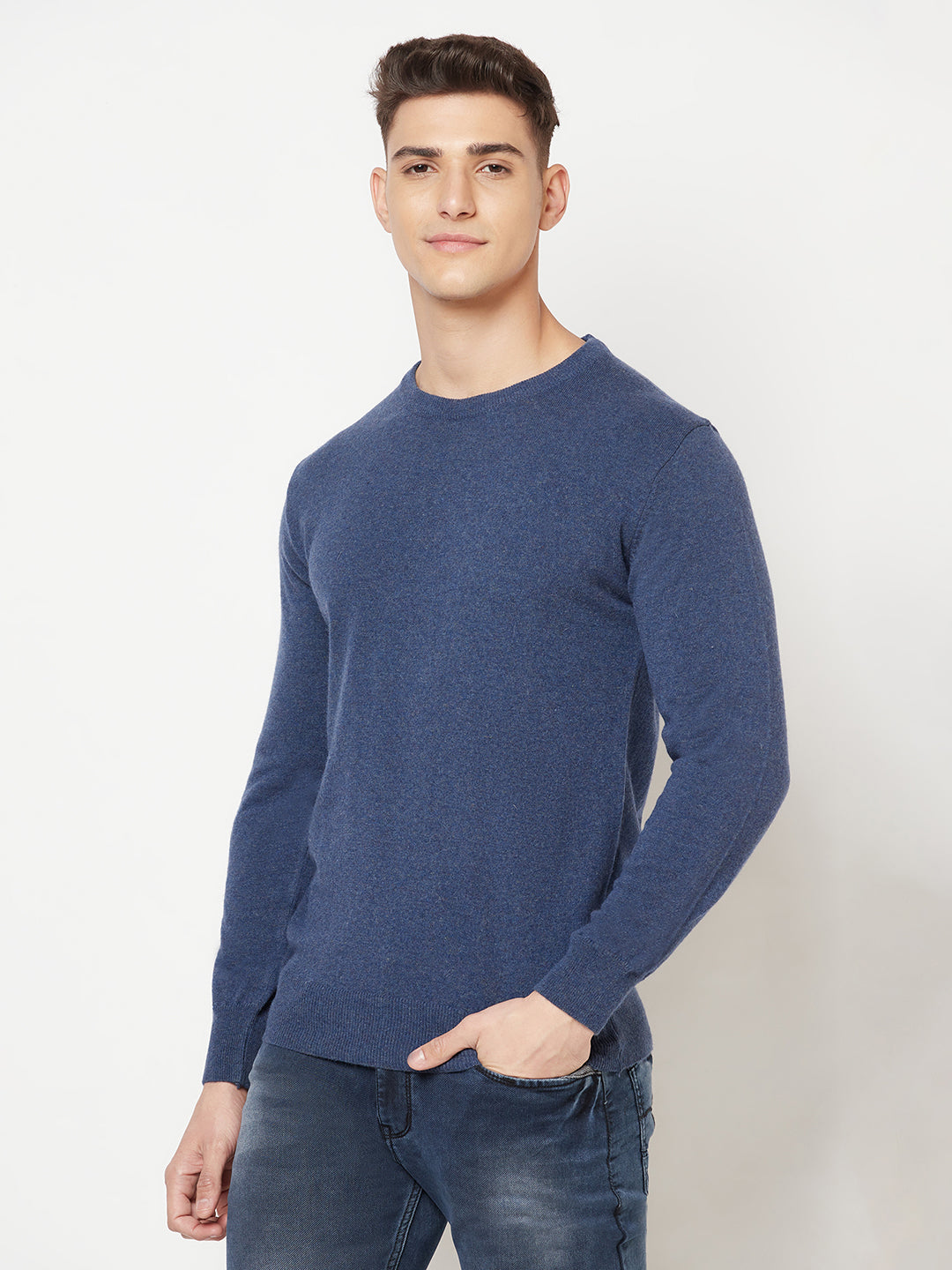 Blue Round Neck Sweater - Men Sweaters