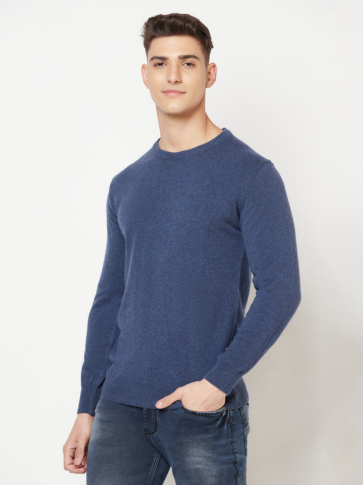 Blue Round Neck Sweater - Men Sweaters