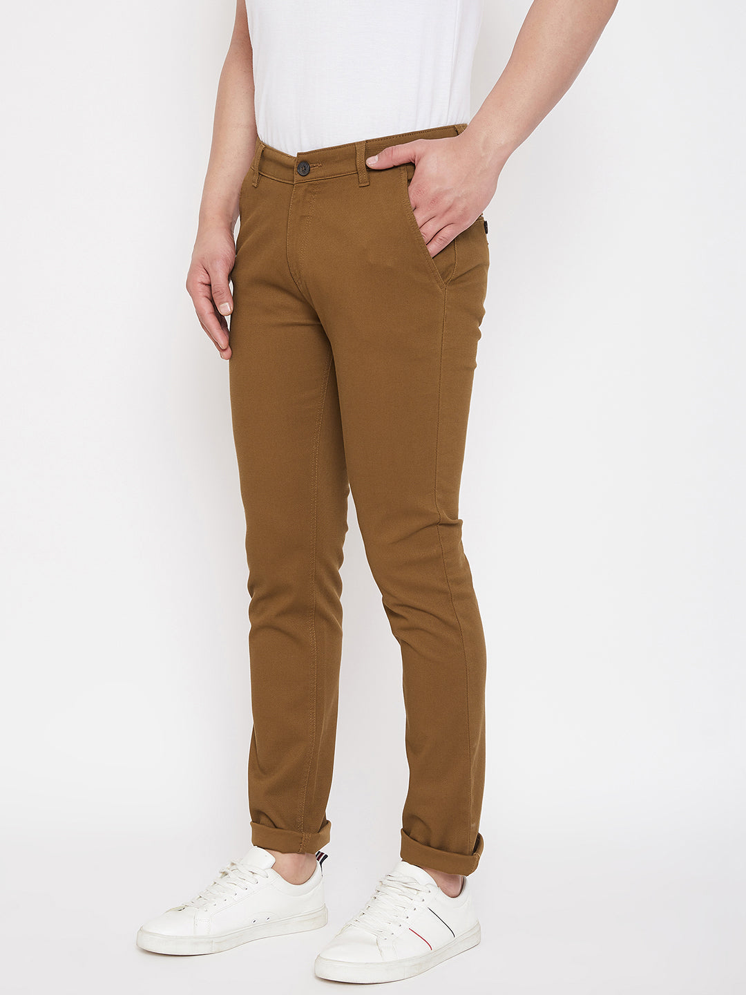 Brown Slim Fit Trousers - Men Trousers