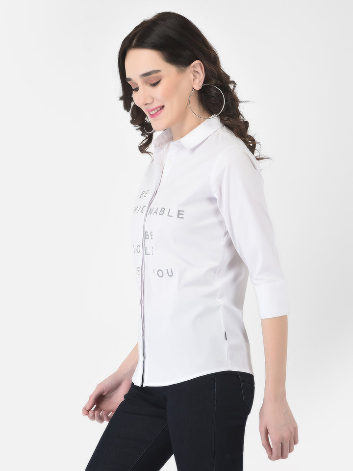 White Typographic Shirt-Women Shirts-Crimsoune Club