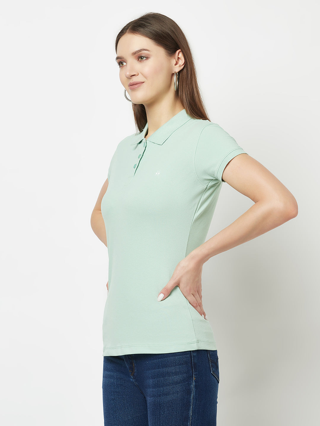  Mint Green Fitted Polo T-Shirt