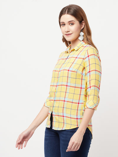 Yellow Checked Shirt - Women Shirts