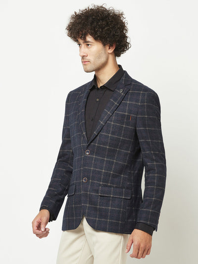  Navy Blue Checked Blazer