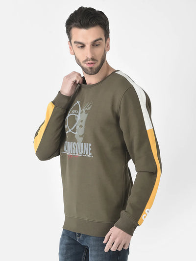  Olive Brand-Graphics Sweatshirt 