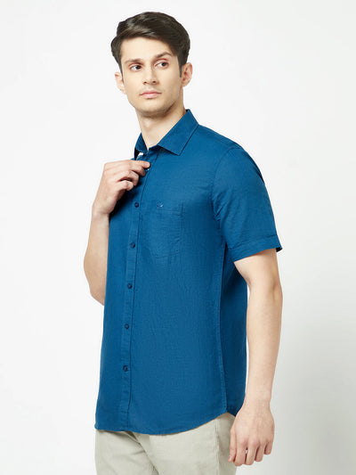  Plain Blue Short-Sleeved Shirt 