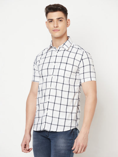 White Graph Checked Shirt - Men Shirts