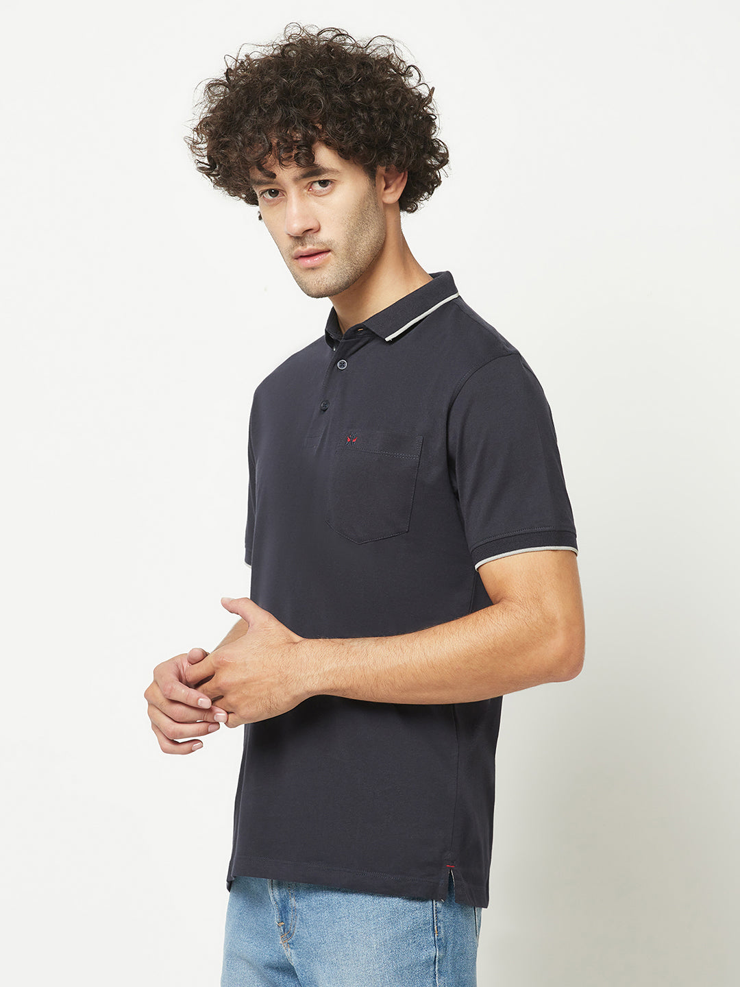  Plain Navy Blue Polo T-Shirt