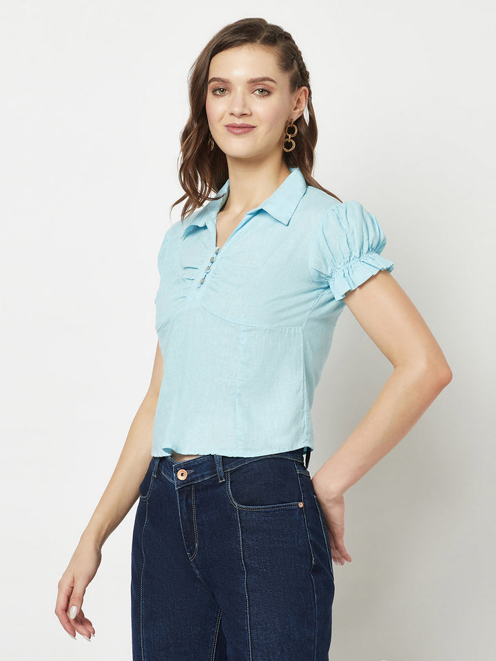  Blue Scrunched Top