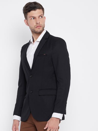 Black Notched Lapel Blazer - Men Blazers