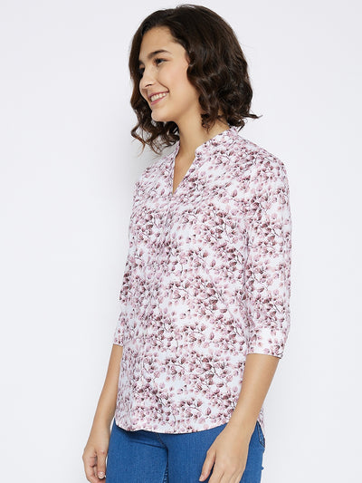 Pink Floral Printed Slim Fit shirt - Women Shirts