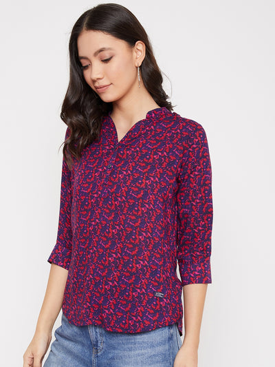 Red and Blue Printed Top - Women Tops