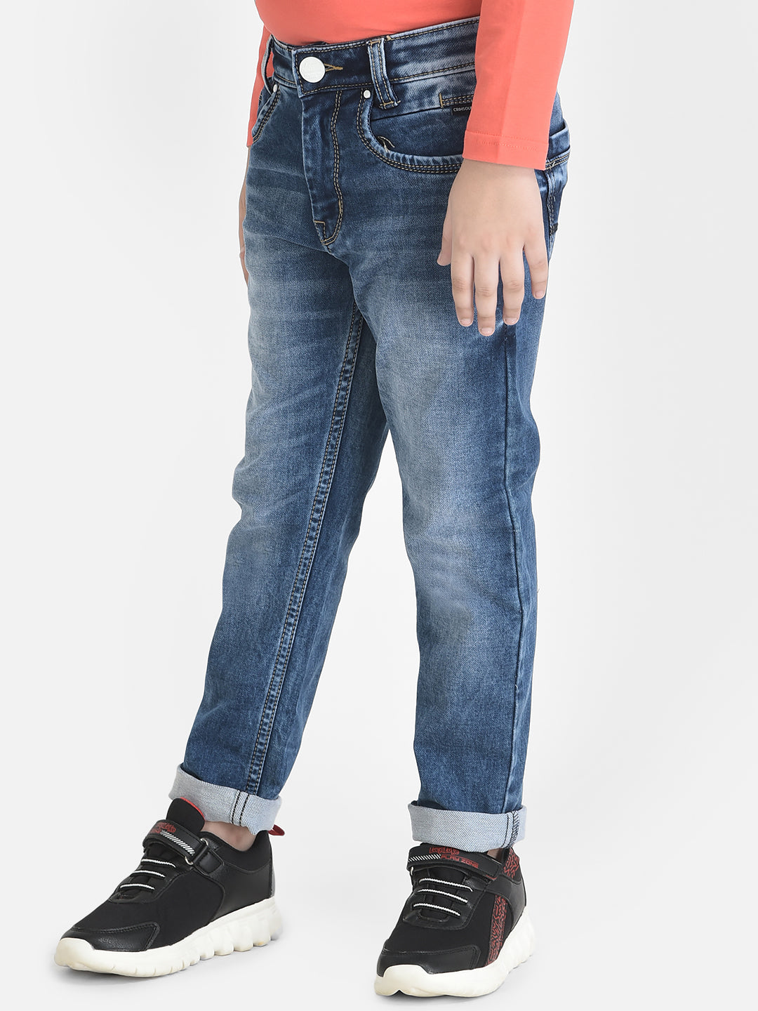 Blue Heavy Fade Jeans-Boys Jeans-Crimsoune Club