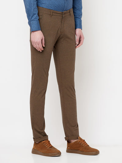 Brown Printed Trousers - Men Trousers