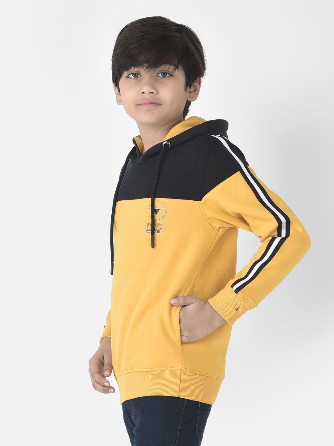  Yellow Colour-Block Hoodie