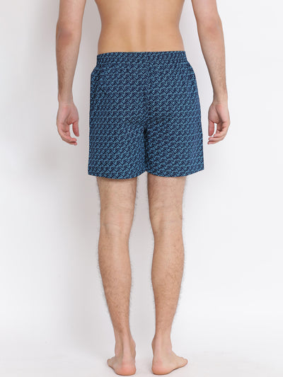 Blue Printed Boxer - Men Boxers