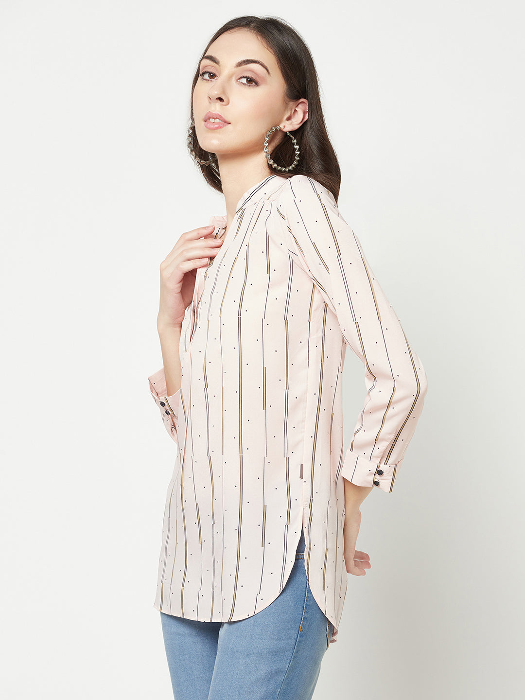  Pink Printed Top With Side Slits