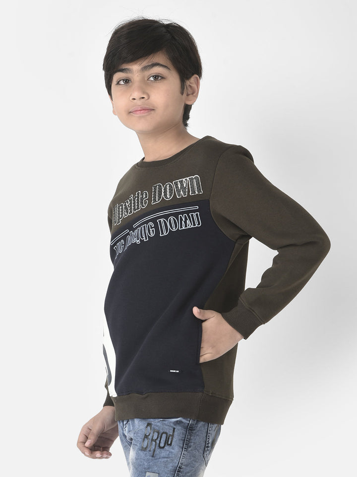  Olive Green Upside-Down Sweatshirt