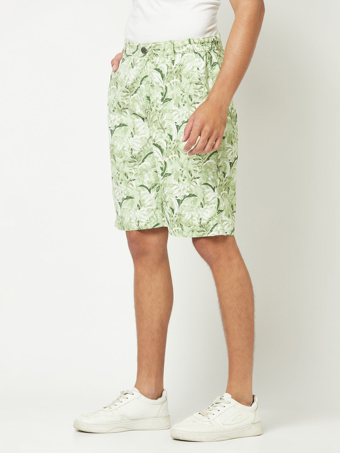  Light Green Floral Shorts 