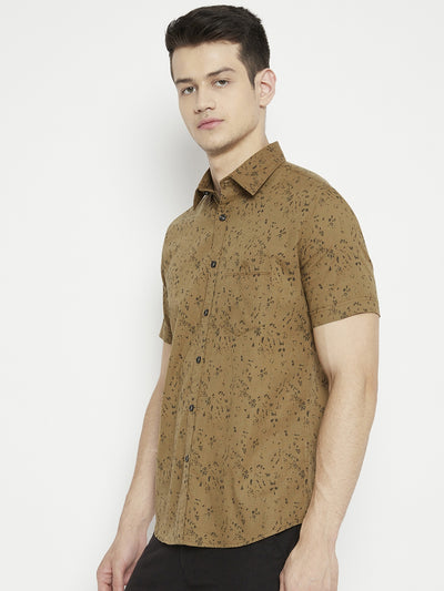 Brown Printed Slim Fit shirt - Men Shirts