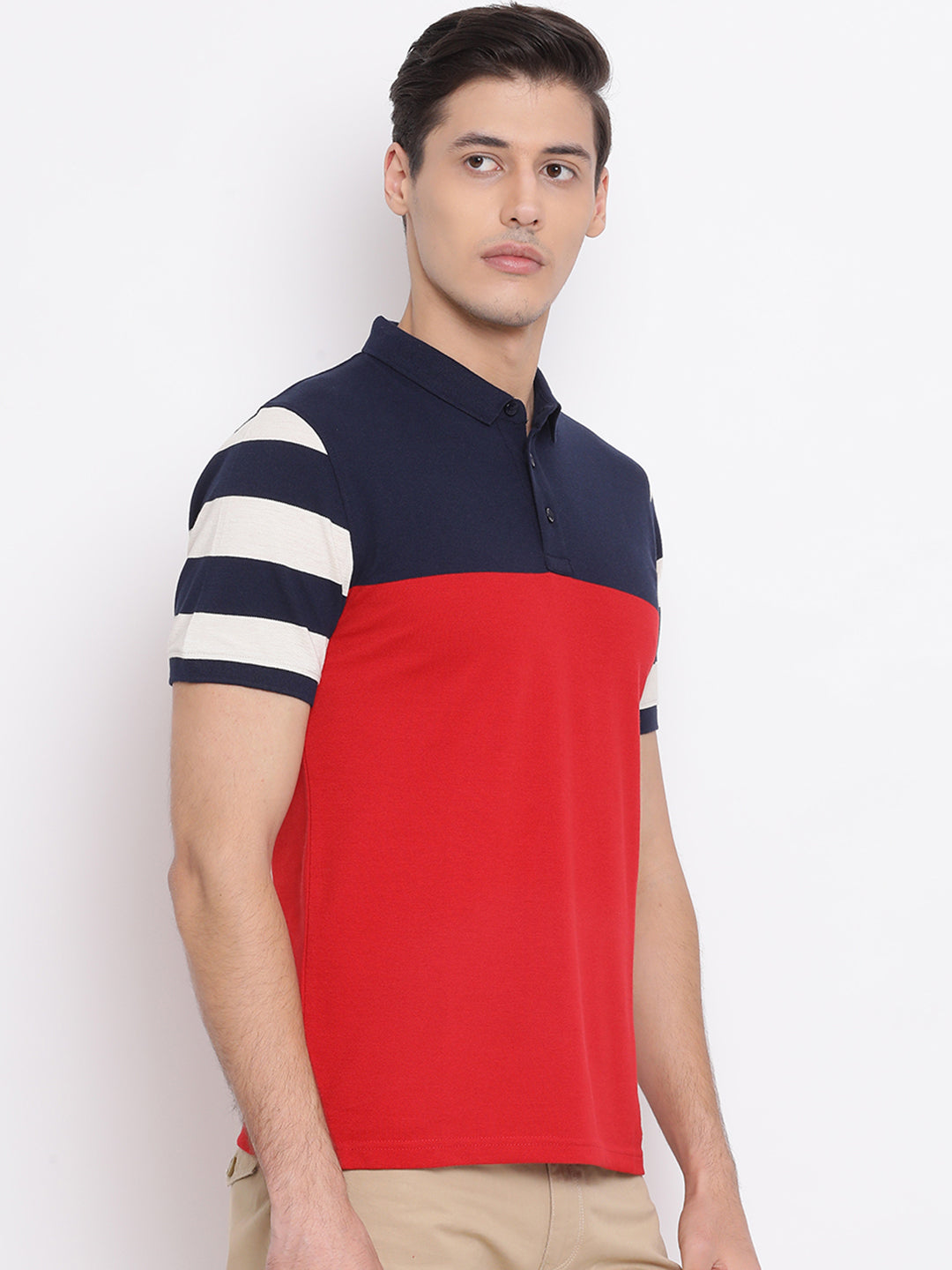 Red Colourblocked T-shirt - Men T-Shirts