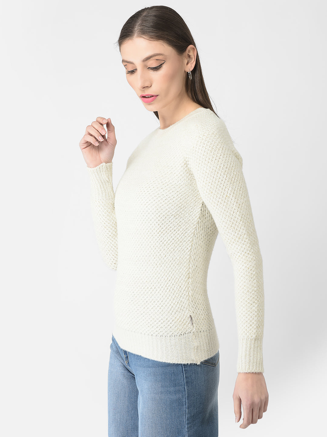  White Knitted Sweater 