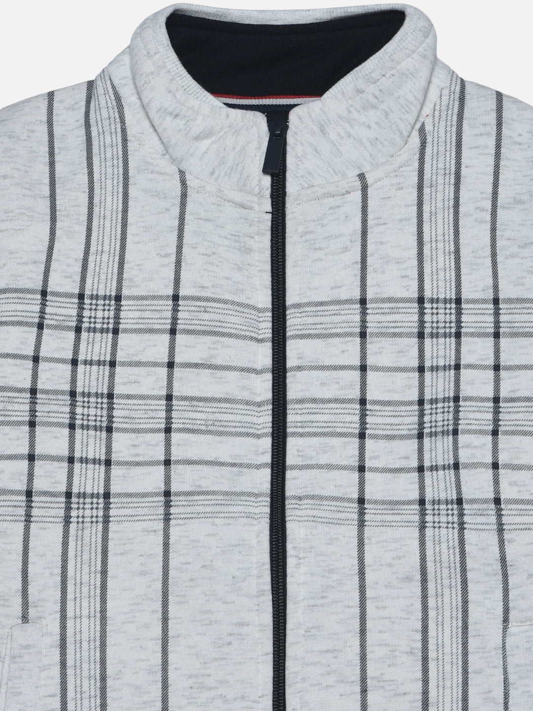  White Stripe-Checked Varsity Sweatshirt 
