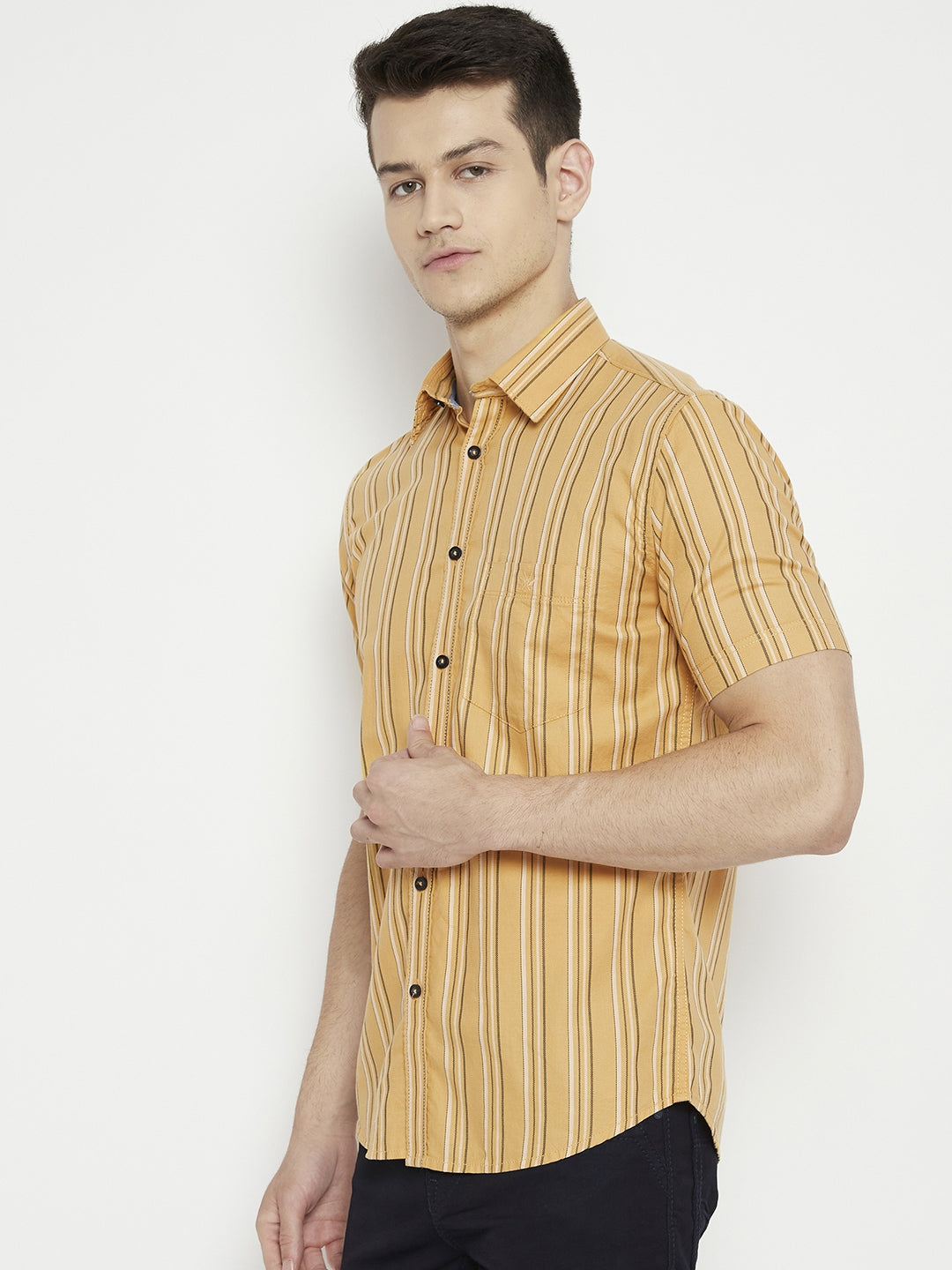 Yellow Striped Slim Fit shirt - Men Shirts