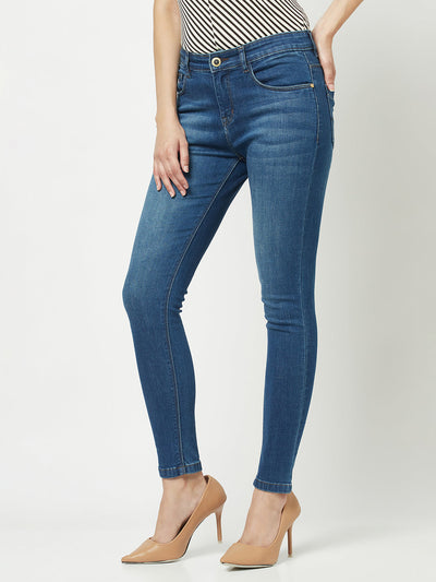  Blue Light-Wash Slim-Fitting Jeans