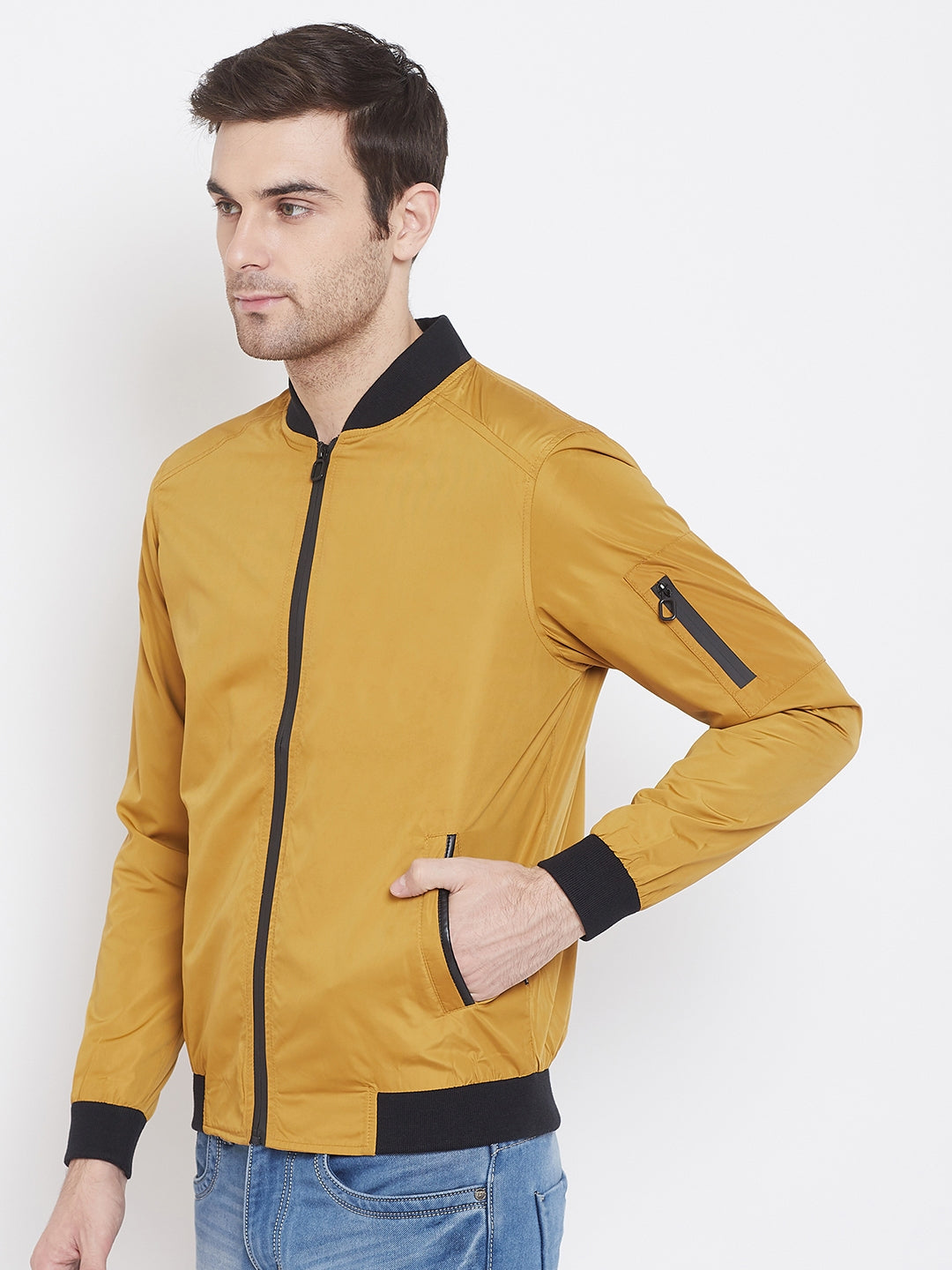 yellow Mock Neck Jacket - Men Jacket