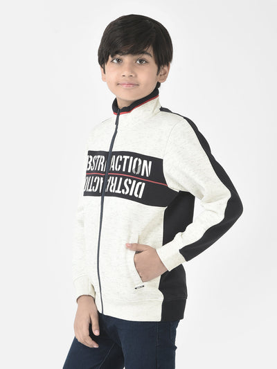  Melange White Varsity-Style Sweatshirt