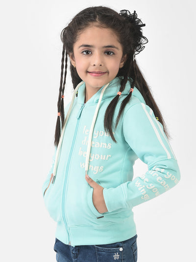  Aqua Blue Sweatshirt with Typographic Detail 