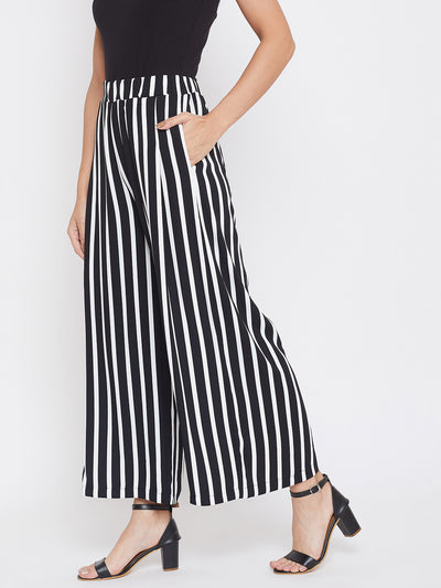 Striped Flared Culottes - Women Trousers