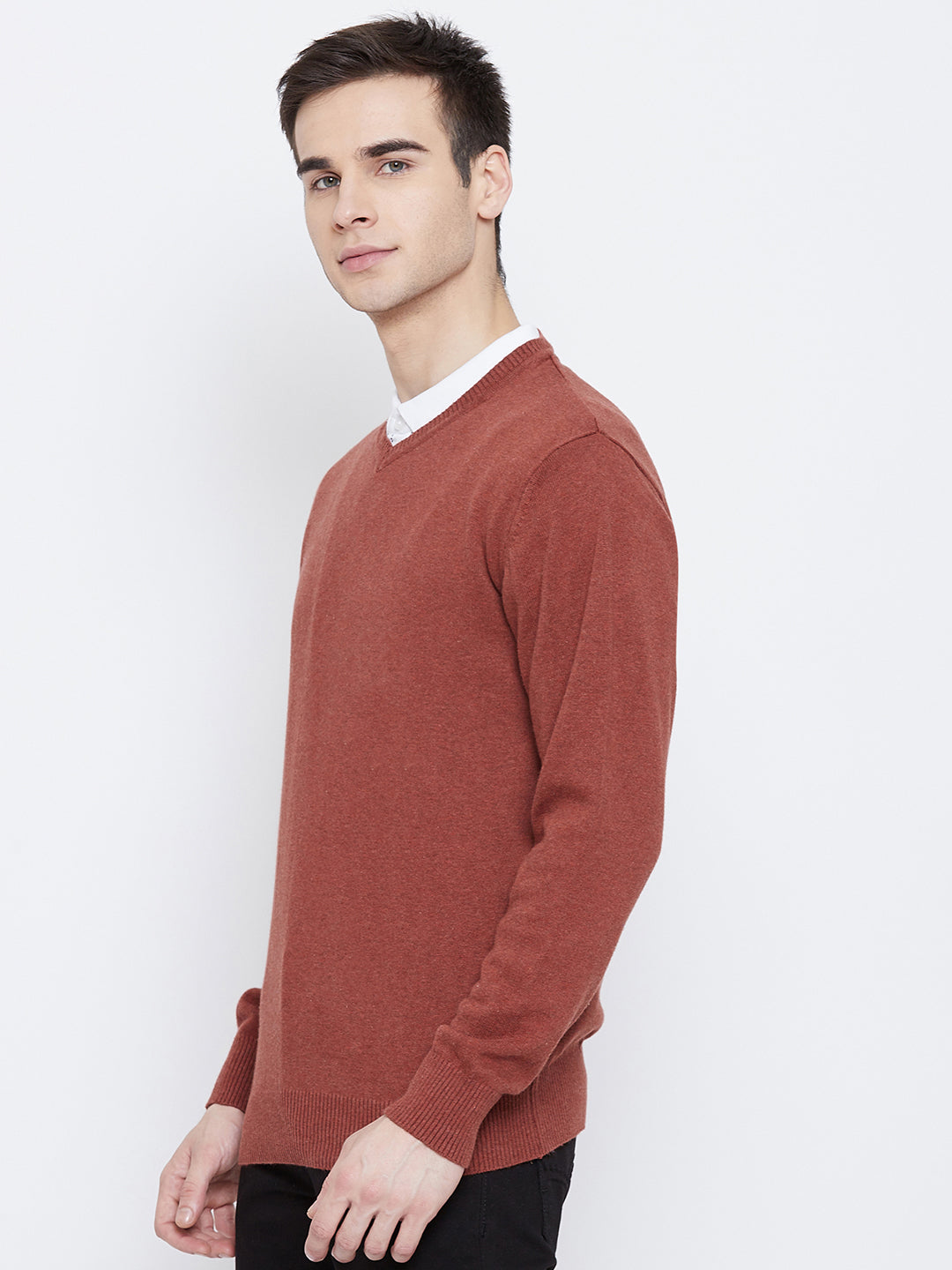 Maroon V-Neck Sweater - Men Sweaters